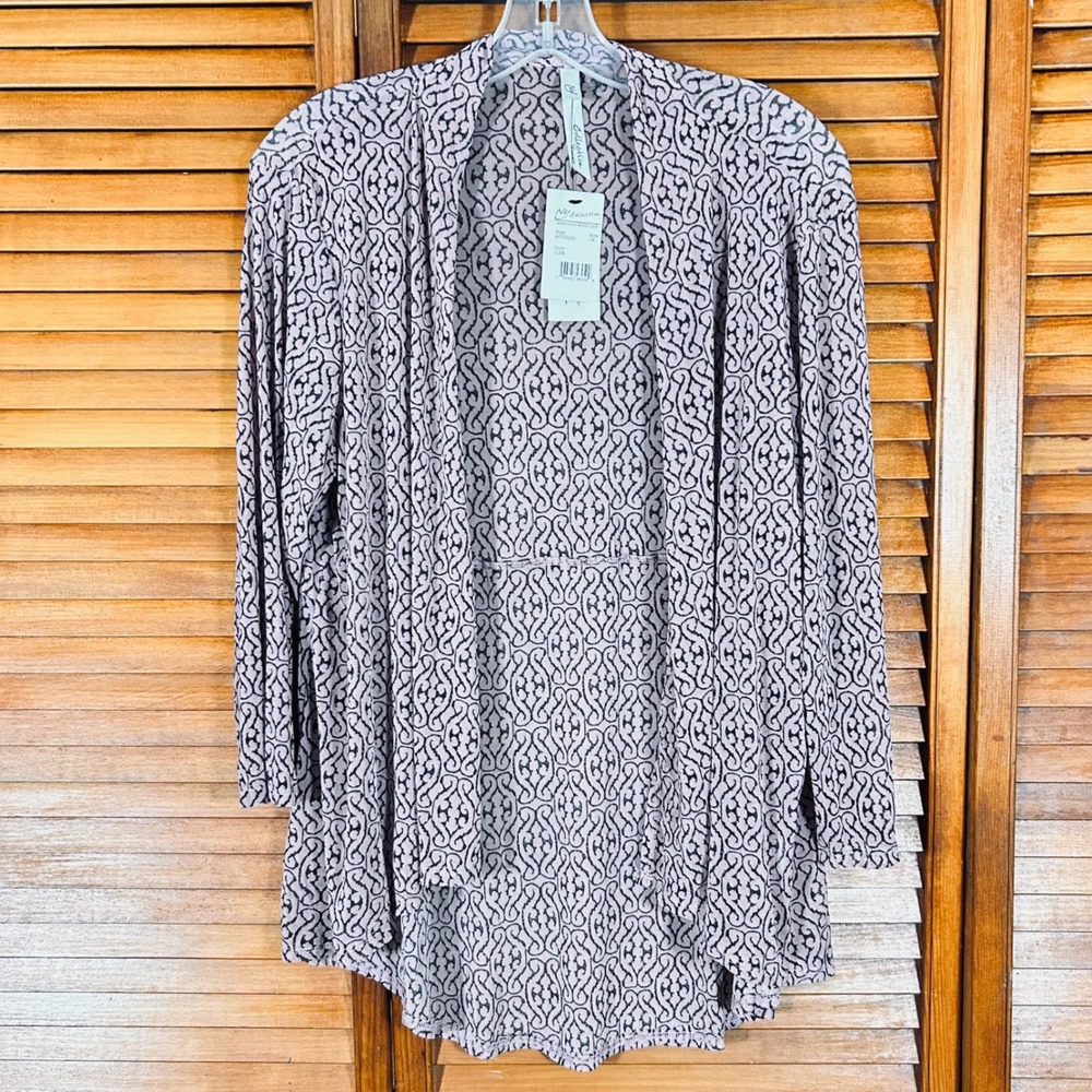 Lavender Scroll Open Front Sheer Cardigan XL